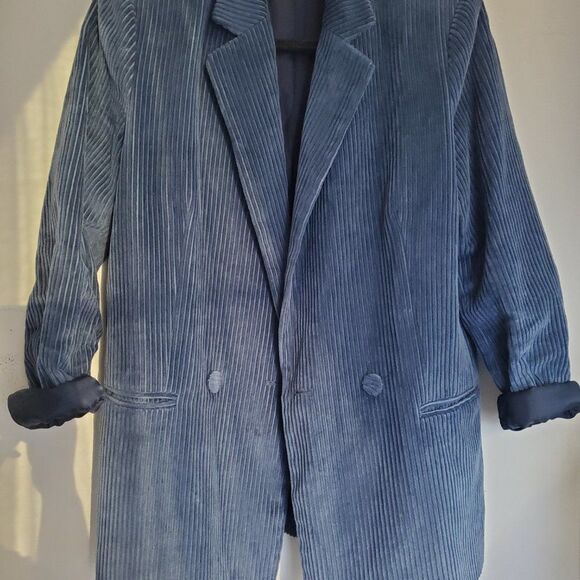 MANGO blue Pan Structured Corduroy Blazer size 6 - Picture 9 of 9